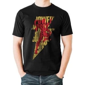 Shazam Movie - Lightning Silhouette Mens Small T-Shirt - Black