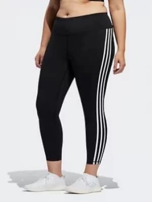 adidas Believe This 3-stripes 7/8 Leggings (plus Size), Purple/Black, Size 2X, Women