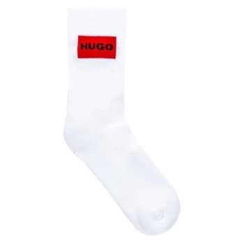 Hugo 2 Pack Label Crew Socks - White