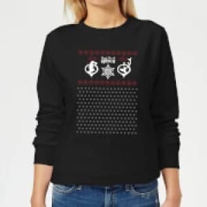 The Grinch Pattern Womens Christmas Sweatshirt - Black