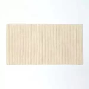 Ribbed Cotton Spa Style Cream Bath Mat - Natural - Natural - Natural - Homescapes