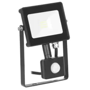 Enlite Quazar10W Adjustable IP65 Driverless LED Floodlight with PIR Sensor 4000K Black - EN-FLH10PBLK/40