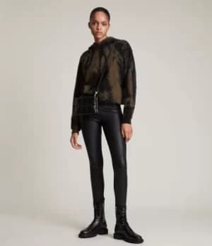 AllSaints Womens Pippa Tie Dye Hoodie, Black/Khaki, Size: 10