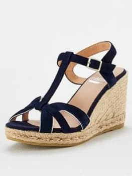 Kanna Siena20 Platform Wedge Sandal - Navy
