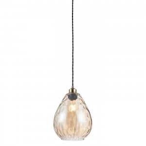 Ceiling Pendant Light Cognac Rippled Glass, E27