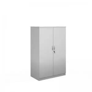 Deluxe double door cupboard 1600mm high with 3 shelves - white