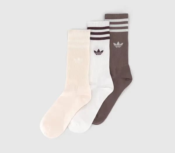 Adidas Crew Sock 3 Pair Wonder White Earth Strata White, M