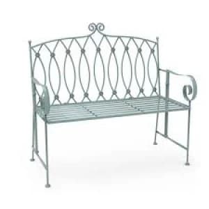 Charles Bentley Wrought Iron Bench Sage Green