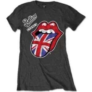 Rolling Stones British Tongue Charcoal Ladies TS: X Large