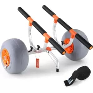 VEVOR Heavy Duty Kayak Cart, 350lbs Load Capacity, Foldable Canoe Trolley Cart with 12'' Tires, Adjustable Carrier Width & Nonslip Support Foot, for