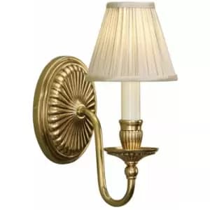 Loops - Luxury Georgian Single Curved Arm Wall Light Solid Brass & Beige Organza Shade