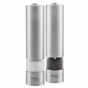 Cooks Professional Electric Automatic Salt & Pepper Mill Set Stainless Steel