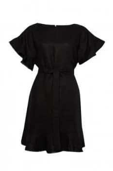 Great Plains Cotton Linen Frill Dress Black