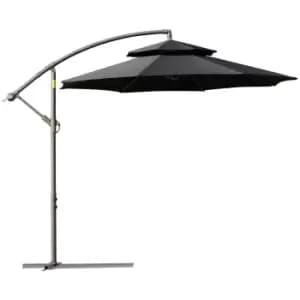 Outsunny 2.7M Cantilever Banana Parasol Outdoor Sun Shade With Crank - Black