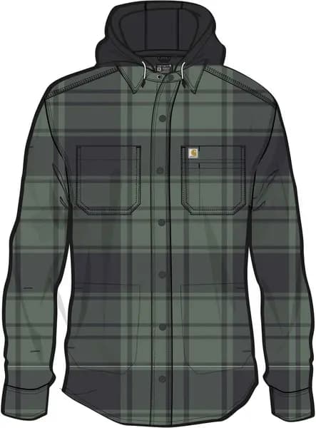 Carhartt Flannel Fleece Lined Hooded Shirt, grey, Size 2XL