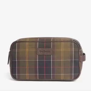 Barbour Mens Tartan & Leather Washbag - Classic Tartan
