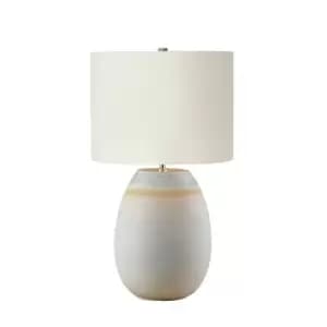 Table Lamp Textured Ceramic Base Cream Linen Shade Blue and Sand LED E27 60W