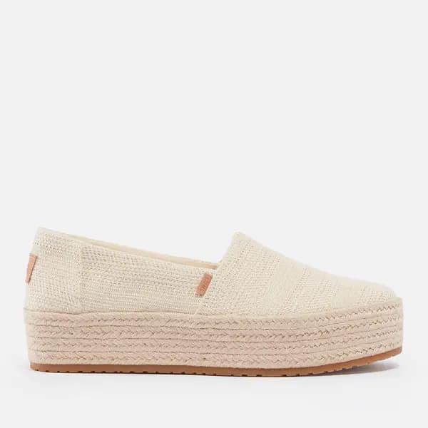 TOMS Womens Valencia Canvas Flatform Espadrilles - UK 6 Beige Flats female 10020710 6