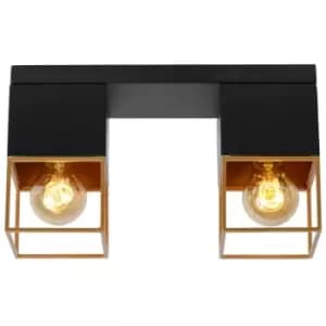 Lucide RIXT - Flush Ceiling Light - 2xE27 - Black