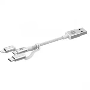 Mophie Charge And Sync Cable USB-A To Micro/USB-C/LTG 1M White