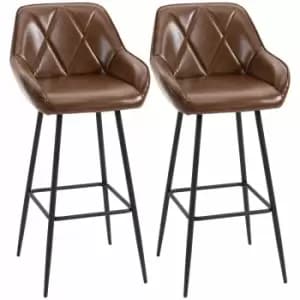 HOMCOM Retro Bar Stools Set Of 2 Brown