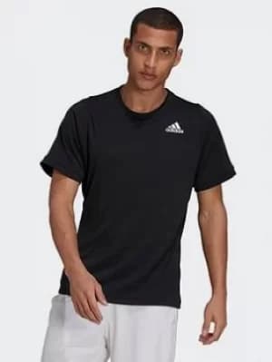 adidas Tennis Freelift T-Shirt, Black/White, Size 2XL, Men