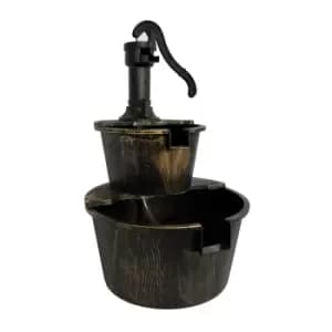 2 Tier Cascading Barrel Garden Water Fountain