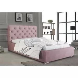 Hillary Bed King Plush Velvet Pink