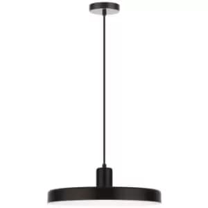 Illinois 36cm Dome Pendant Ceiling Light Matt Black Steel Outside Shiny White Steel Inside LED E27 - Merano