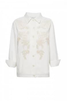 French Connection Elba Denim Oversized Jacket Ecru