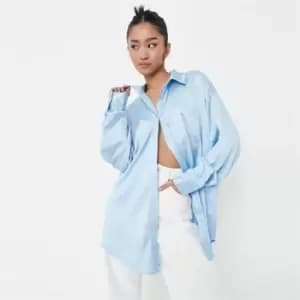 Missguided Extreme Oversized Satin Shirt - Blue