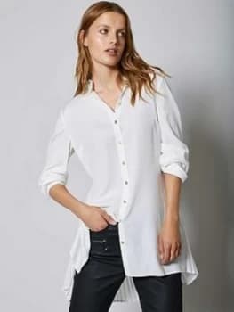 Mint Velvet Pleat Back Longline Shirt - Ivory