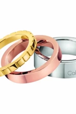 Ladies Calvin Klein Two-Tone Steel and Rose Plate Size L Wonder Ring Set KJ5MDR300106