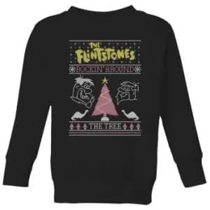 Flintstones Rockin Around The Tree Kids Christmas Jumper - Black - 11-12 Years