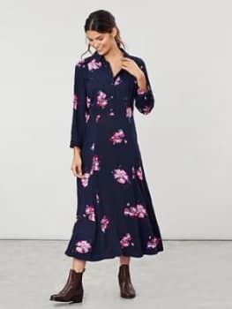 Joules Carla Long Sleeve Button Front Shirt Dress - Navy