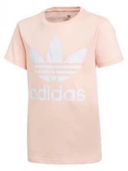 Boys, adidas Originals Childrens Trefoil T-Shirt - Pink, Coral, Size 11-12 Years