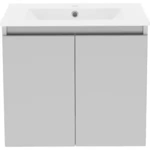 Atlanta Slim Double Door Wall Hung Basin Unit With Basin Pearl 600mm in Grey MFC