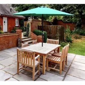 Glamhaus Garden Table Parasol With Crank Handle For Outdoors - Green