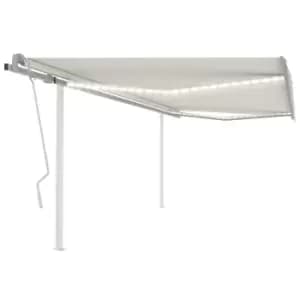 Vidaxl Manual Retractable Awning With LED 4.5X3.5 M Cream