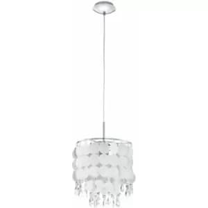 Pendant Light Chrome Plated Shade Mother Of Pearl Film Crystal Bulb E27 1x60W