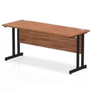 Impulse 1600 x 600mm Straight Desk Walnut Top Black Cantilever Leg