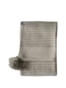 Gallery Retreat Striped Tassel Throw - Cream