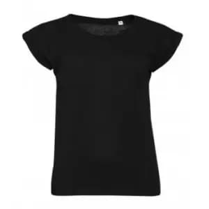 SOLS Womens/Ladies Melba Plain Short Sleeve T-Shirt (L) (Deep Black)