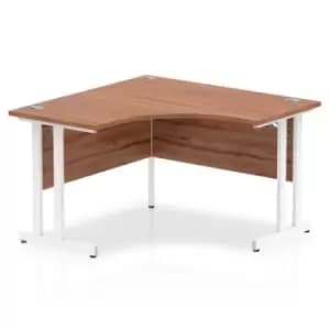 Impulse 1200mm Corner Desk Walnut Top White Cantilever Leg