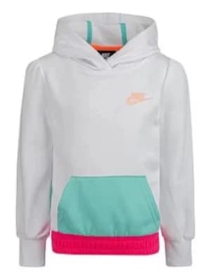 Nike Younger Girl Colorblock Hoodie, White, Size 3-4 Years, Women