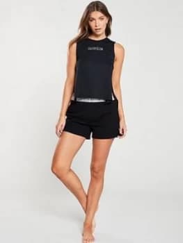 Calvin Klein Logo Waistband Beach Shorts - Black