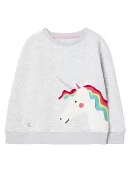 Joules Girls Mackenzie Unicorn Sweat - Grey, Size Age: 2 Years, Women