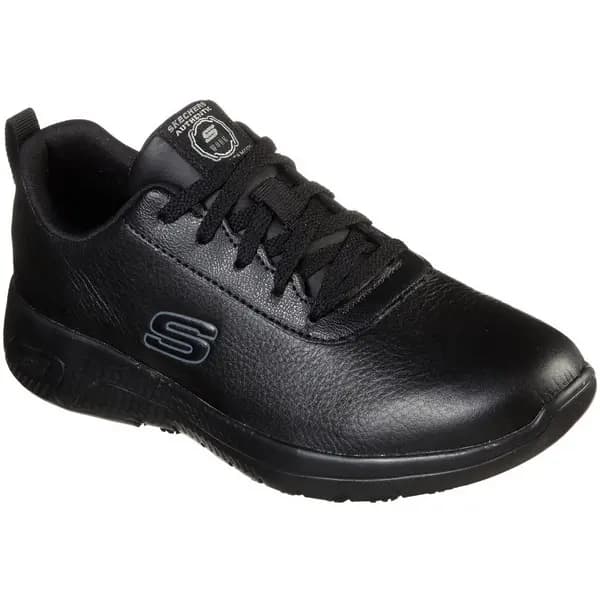 Skechers Womens Marsing Gmina Slip Resistant Leather Shoes UK Size 5 (EU 38) Black SKE1498-BLK-5