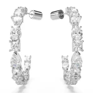 Mesmera Mixed Cuts White Rhodium Plated Hoop Earrings 5672834