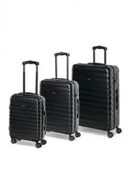 Rock Luggage Chicago 8 Wheel 3 Piece Set Black Suitcase